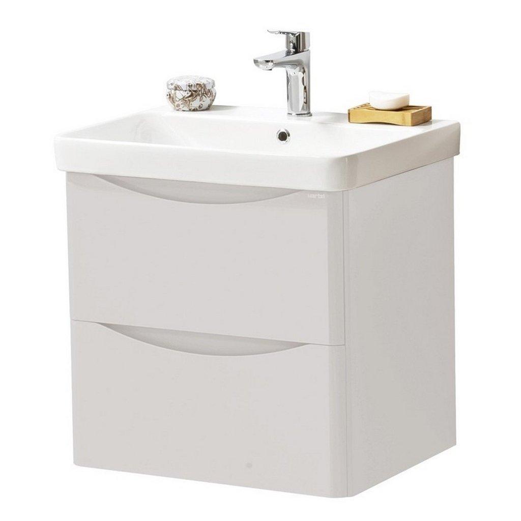Cashmere Bathroom Wall Mounted 2-Drawer Unit with Basin 60cm Wide